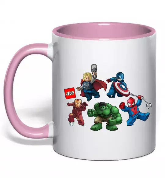 Чашка с цветной ручкой Lego Marvel Нежно розовый фото