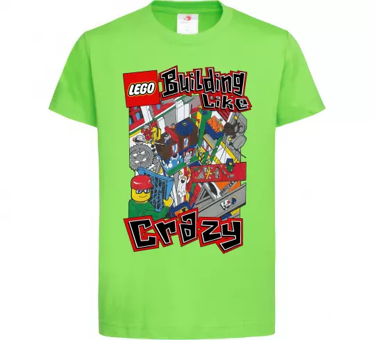 Дитяча футболка Building like crazy Лаймовий фото