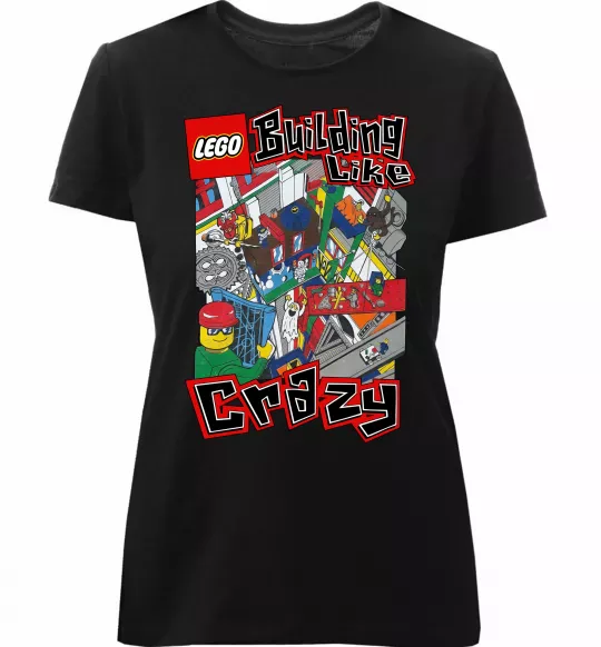 Женская премиум футболка Building like crazy Черный фото