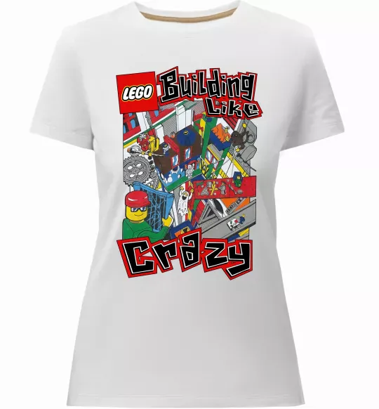 Женская премиум футболка Building like crazy Белый фото