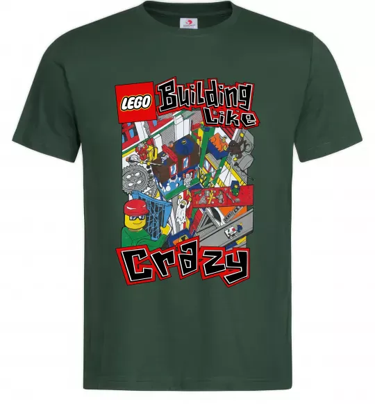 Мужская футболка Building like crazy Темно-зеленый фото