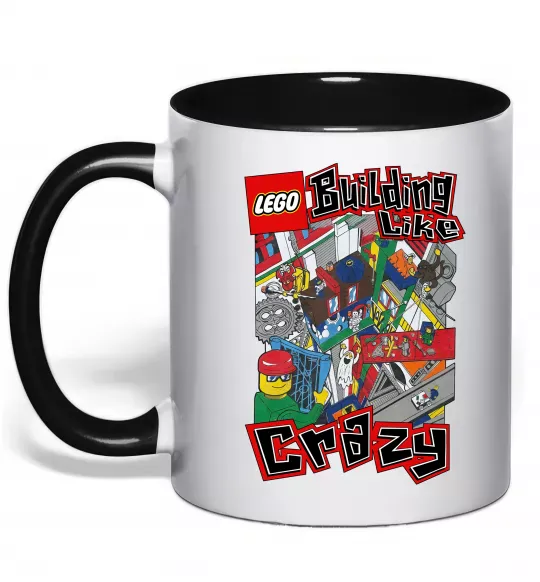 Чашка с цветной ручкой Building like crazy Черный фото