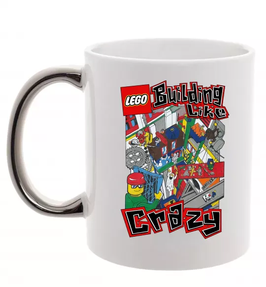 Чашка с цветной ручкой Building like crazy Серебро фото