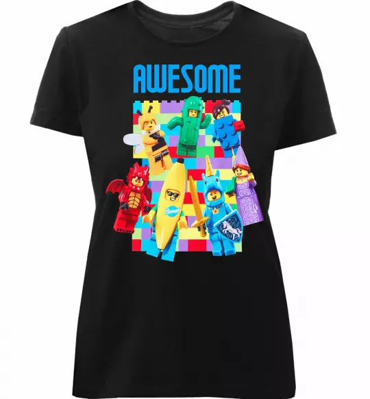 Женская премиум футболка Lego Awesome Черный фото