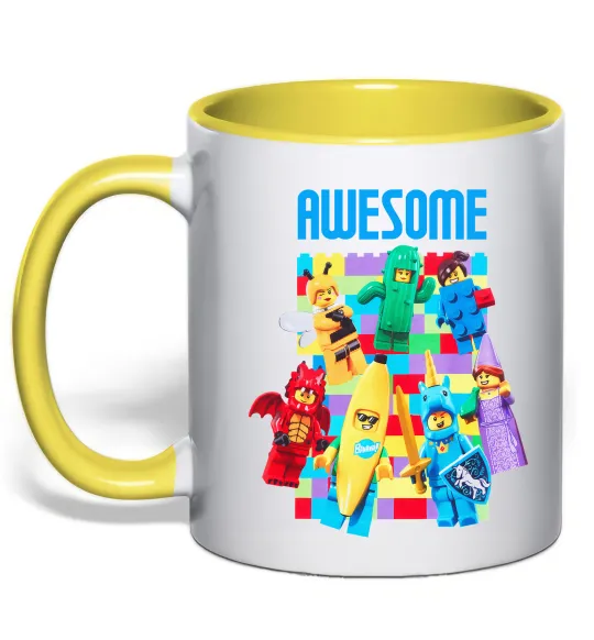 Чашка с цветной ручкой Lego Awesome Лимонный фото