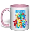 Чашка з кольоровою ручкою Lego Awesome Ніжно рожевий фото