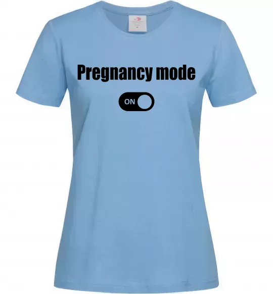 Жіноча футболка Pregnancy mode on Блакитний фото