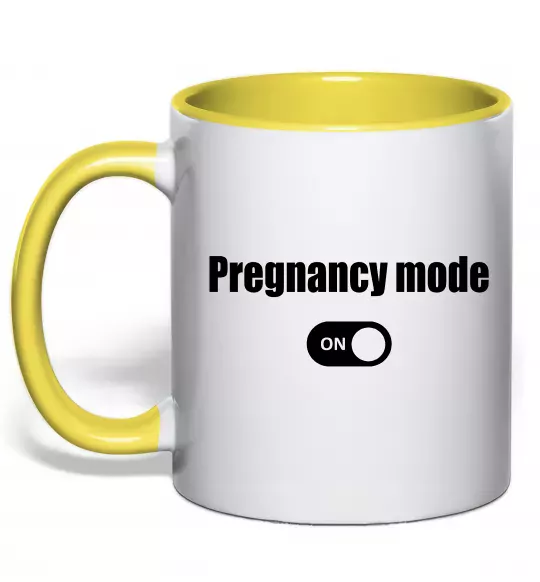 Чашка с цветной ручкой Pregnancy mode on Солнечно желтый фото