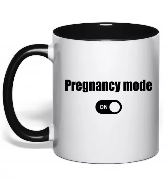 Чашка с цветной ручкой Pregnancy mode on Черный фото