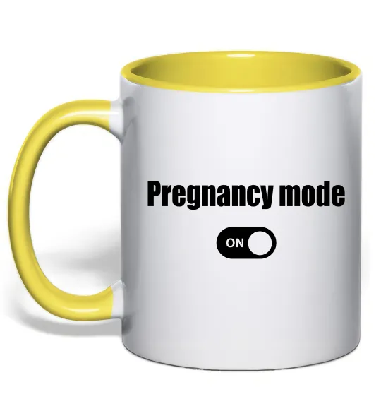 Чашка с цветной ручкой Pregnancy mode on Лимонный фото