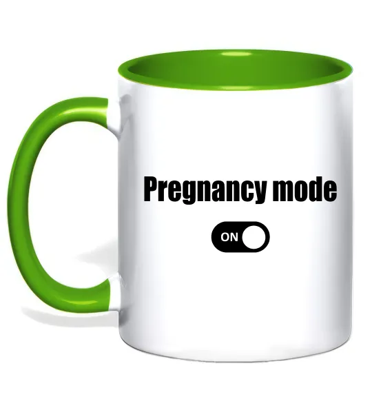 Чашка с цветной ручкой Pregnancy mode on Лаймовый фото