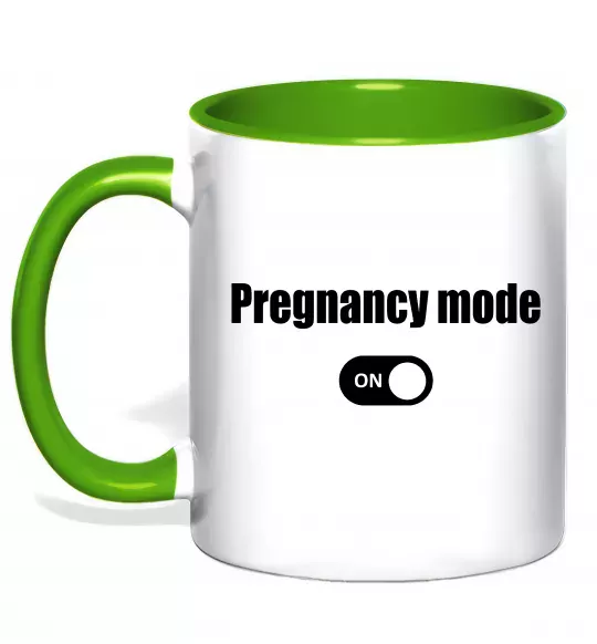 Чашка с цветной ручкой Pregnancy mode on Зеленый фото