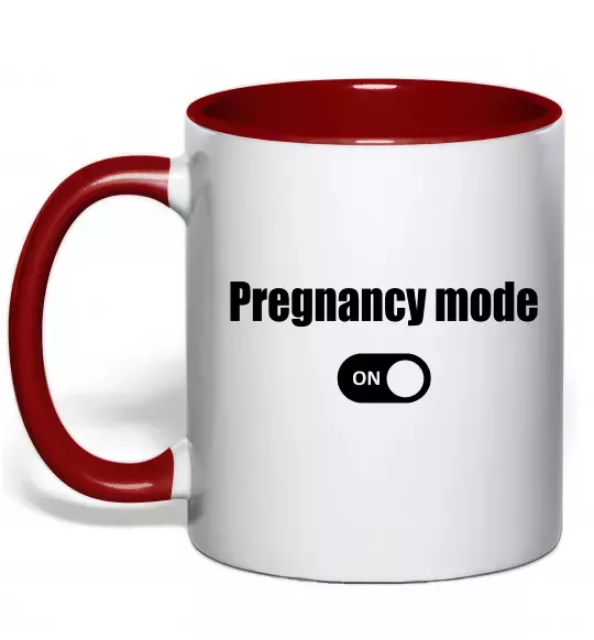 Чашка с цветной ручкой Pregnancy mode on Красный фото