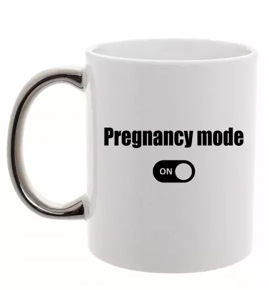 Чашка с цветной ручкой Pregnancy mode on Серебро фото
