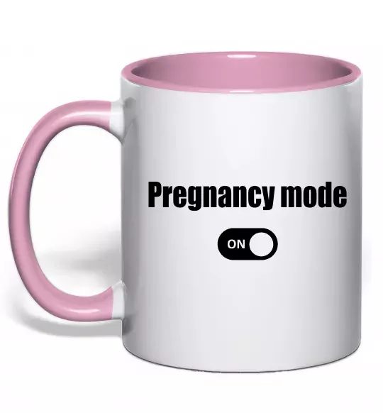 Чашка с цветной ручкой Pregnancy mode on Нежно розовый фото
