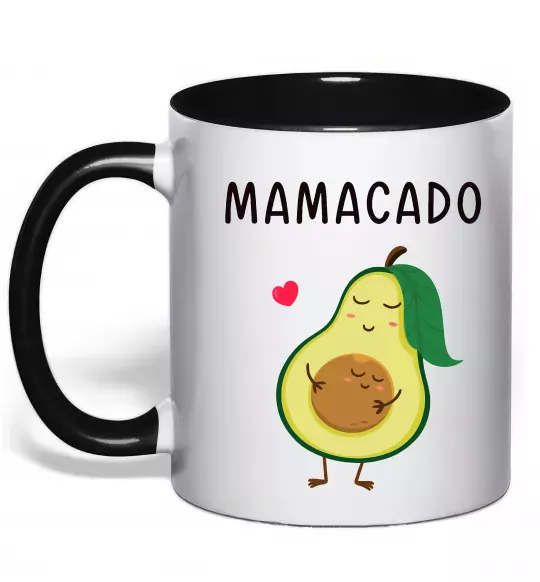 Чашка з кольоровою ручкою Mamacado Чорний фото