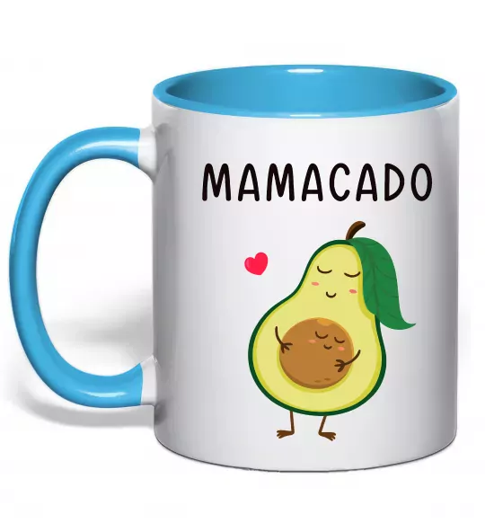 Чашка з кольоровою ручкою Mamacado Блакитний фото