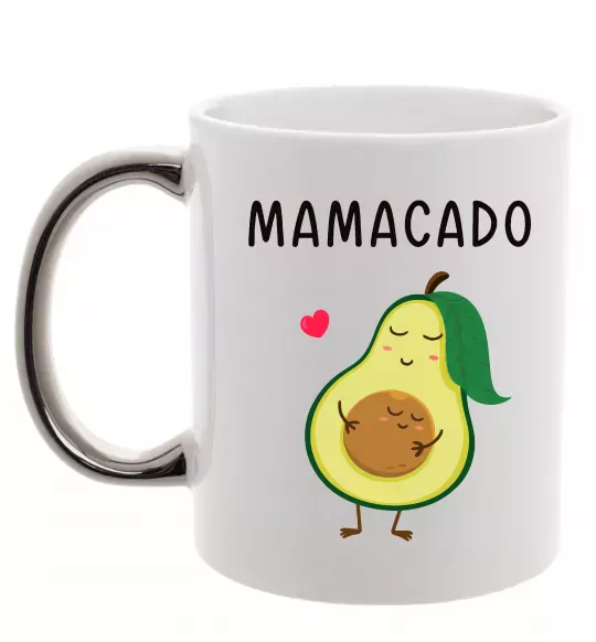 Чашка з кольоровою ручкою Mamacado Срібло фото