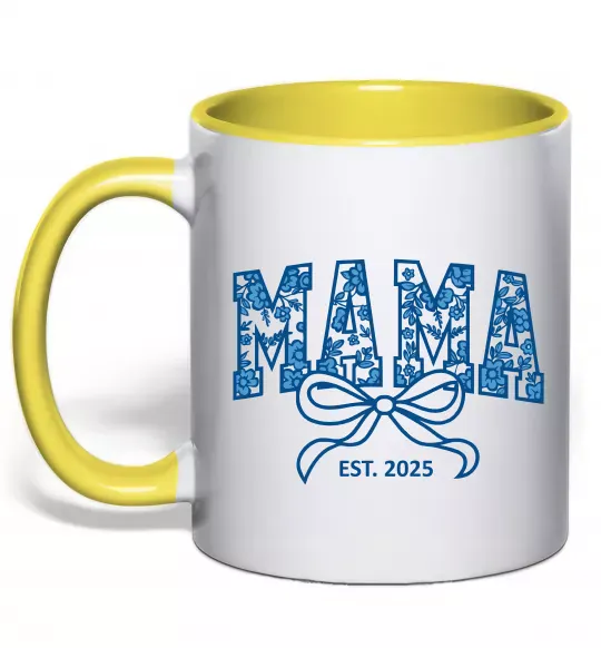 Чашка с цветной ручкой Mama est.date Солнечно желтый фото