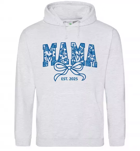 Женская толстовка (худи) Mama est.date Серый меланж фото