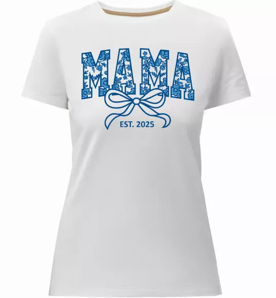 Женская премиум футболка Mama est.date Белый фото