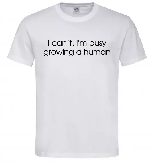 Мужская футболка Busy growing a human Белый фото