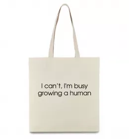 Эко-сумка Busy growing a human Бежевый фото
