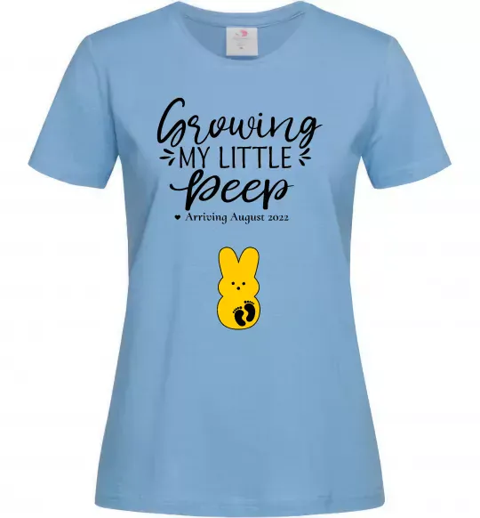 Жіноча футболка Growing my little peep Блакитний фото