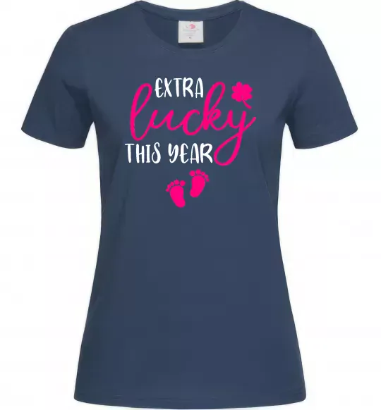 Жіноча футболка Extra lucky this year Темно-синій фото