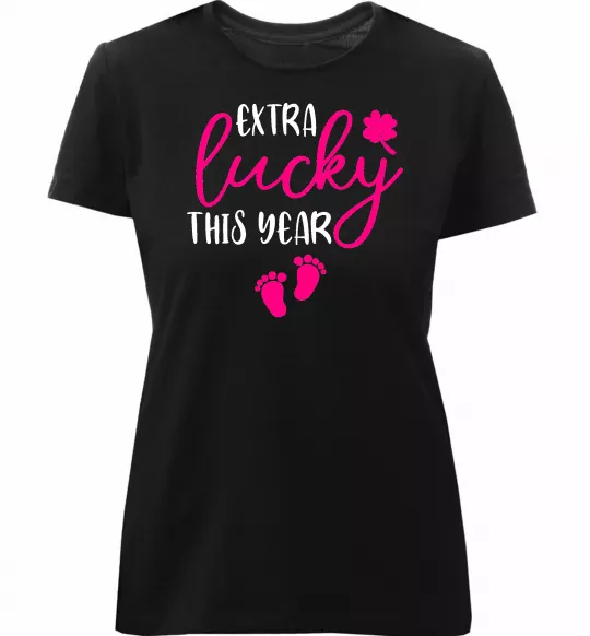 Жіноча преміум футболка Extra lucky this year Чорний фото
