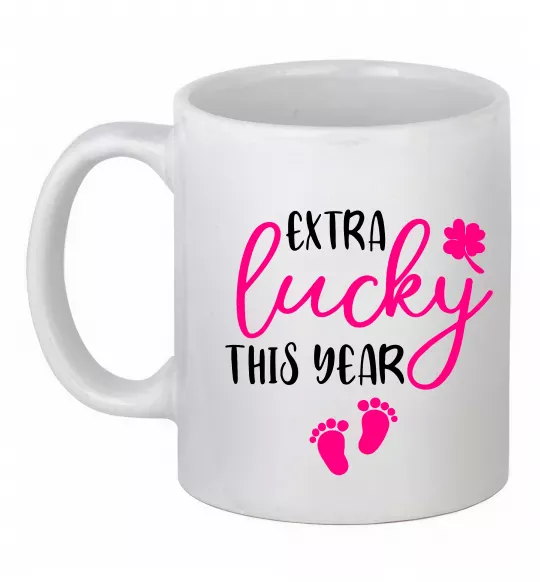 Чашка керамическая Extra lucky this year Белый фото
