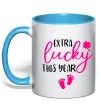 Чашка з кольоровою ручкою Extra lucky this year Блакитний фото