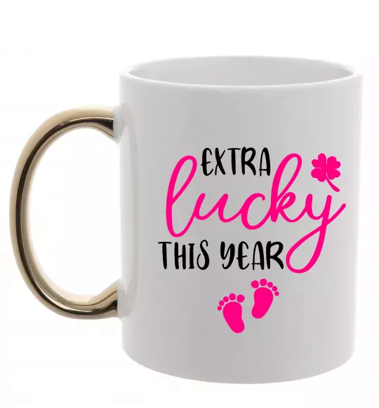 Чашка з кольоровою ручкою Extra lucky this year Золото фото