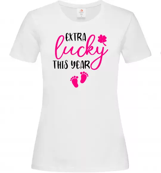 Жіноча футболка Extra lucky this year Білий фото