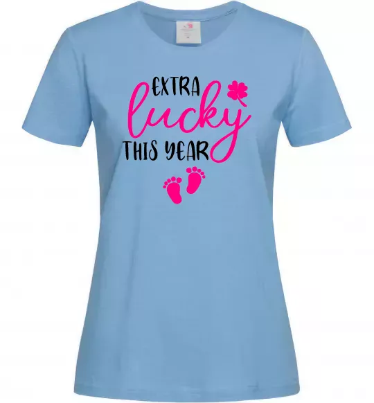 Жіноча футболка Extra lucky this year Блакитний фото