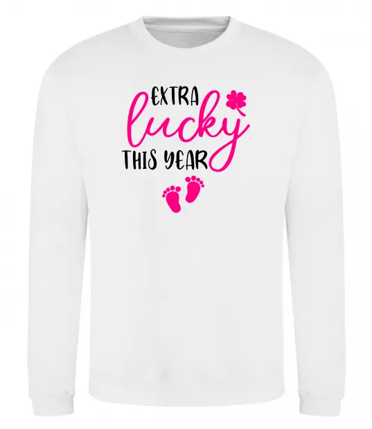 Світшот Extra lucky this year Білий фото