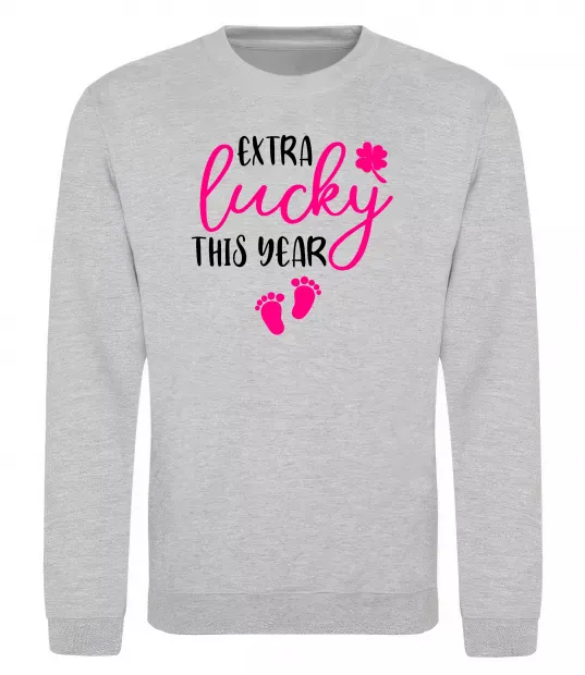 Світшот Extra lucky this year Сірий меланж фото