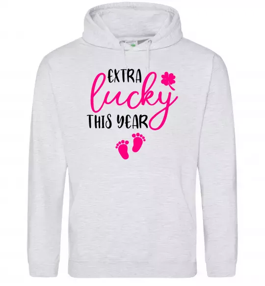 Женская толстовка (худи) Extra lucky this year Серый меланж фото