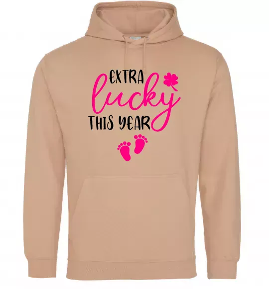 Женская толстовка (худи) Extra lucky this year Песочный фото