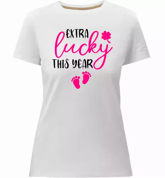 Жіноча преміум футболка Extra lucky this year Білий фото