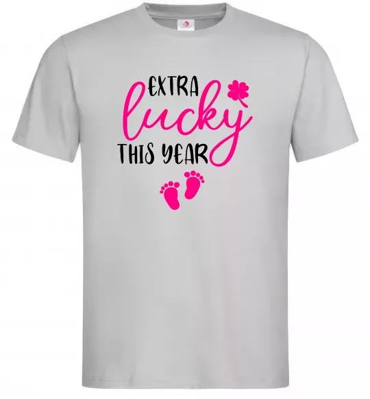 Мужская футболка Extra lucky this year Серый фото