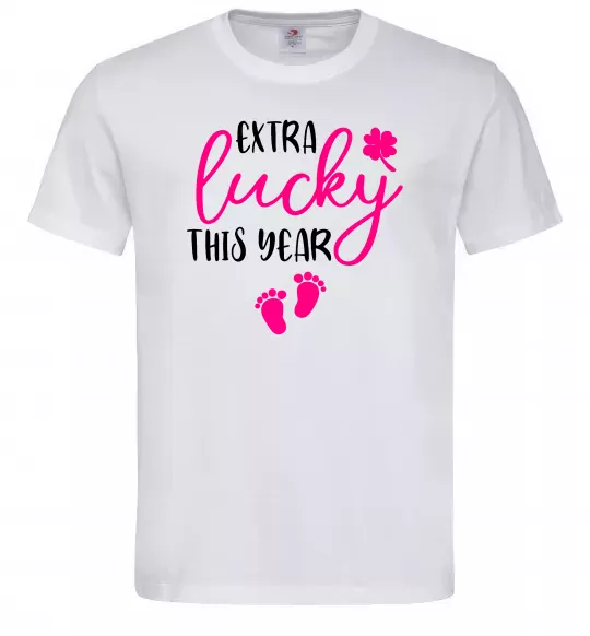 Мужская футболка Extra lucky this year Белый фото