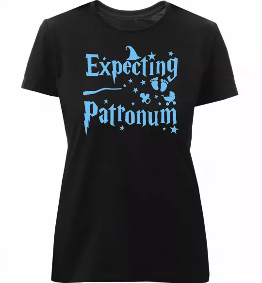 Женская премиум футболка Expecting patronum Черный фото
