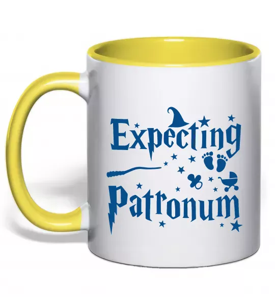 Чашка с цветной ручкой Expecting patronum Солнечно желтый фото