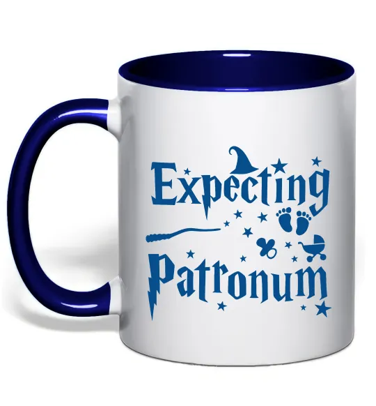 Чашка с цветной ручкой Expecting patronum Глубокий темно-синий фото