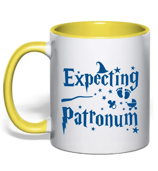 Чашка з кольоровою ручкою Expecting patronum Лимонний фото