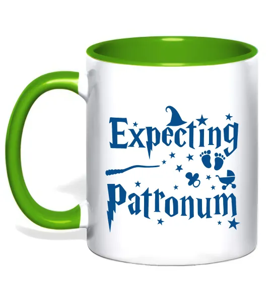 Чашка з кольоровою ручкою Expecting patronum Лаймовий фото