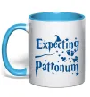 Чашка с цветной ручкой Expecting patronum Голубой фото