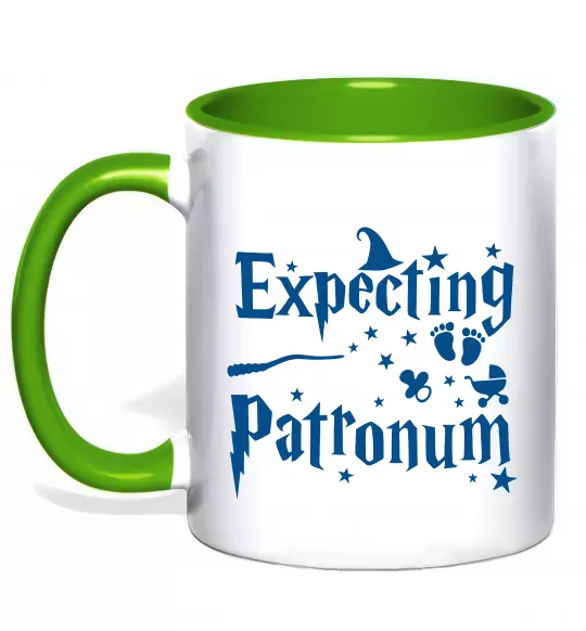 Чашка с цветной ручкой Expecting patronum Зеленый фото