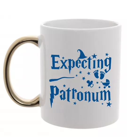 Чашка с цветной ручкой Expecting patronum Золото фото